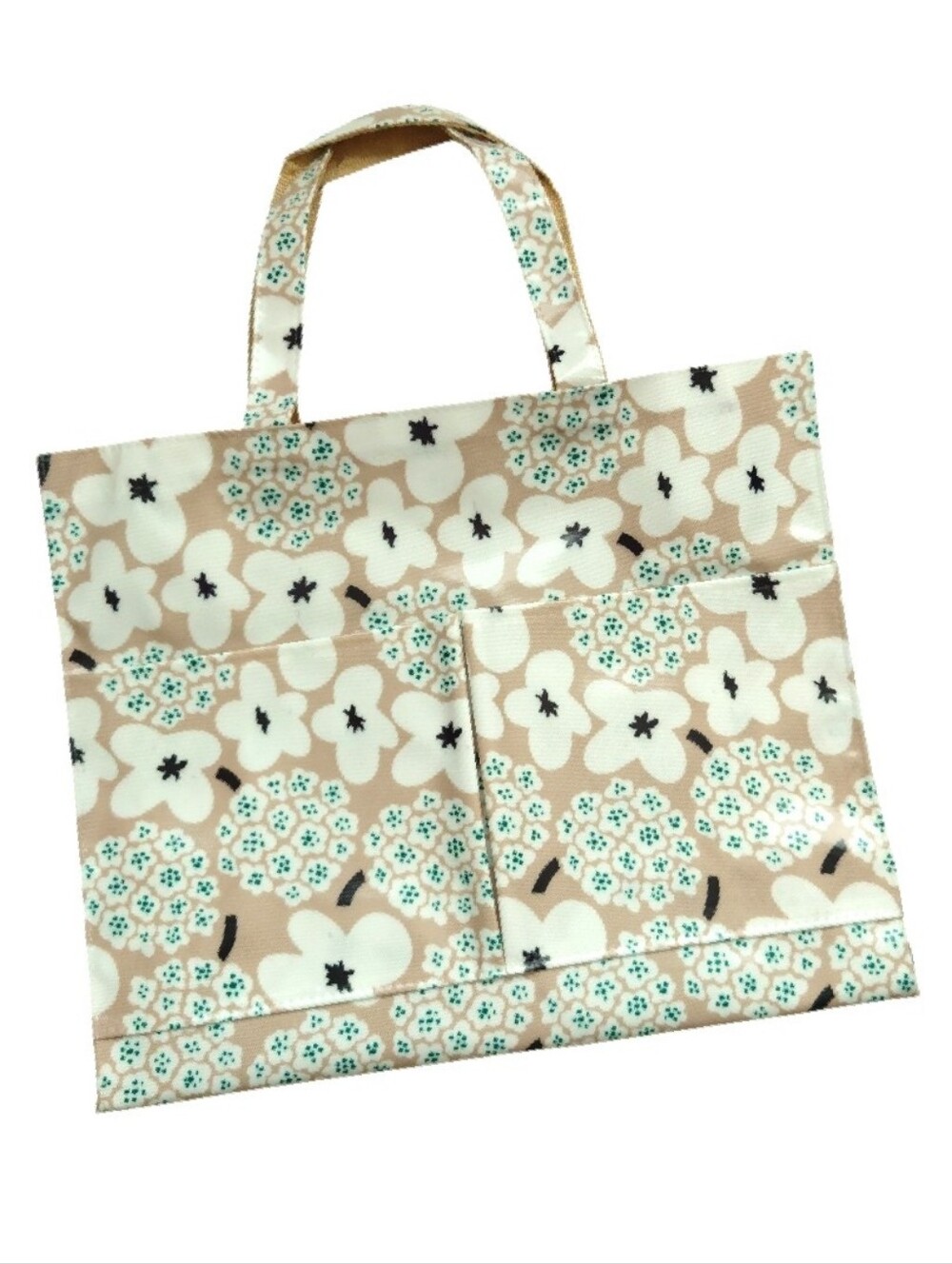 Floral Large Structured Travel Beach Tote Bag Coated Water Resistant Zipper Top